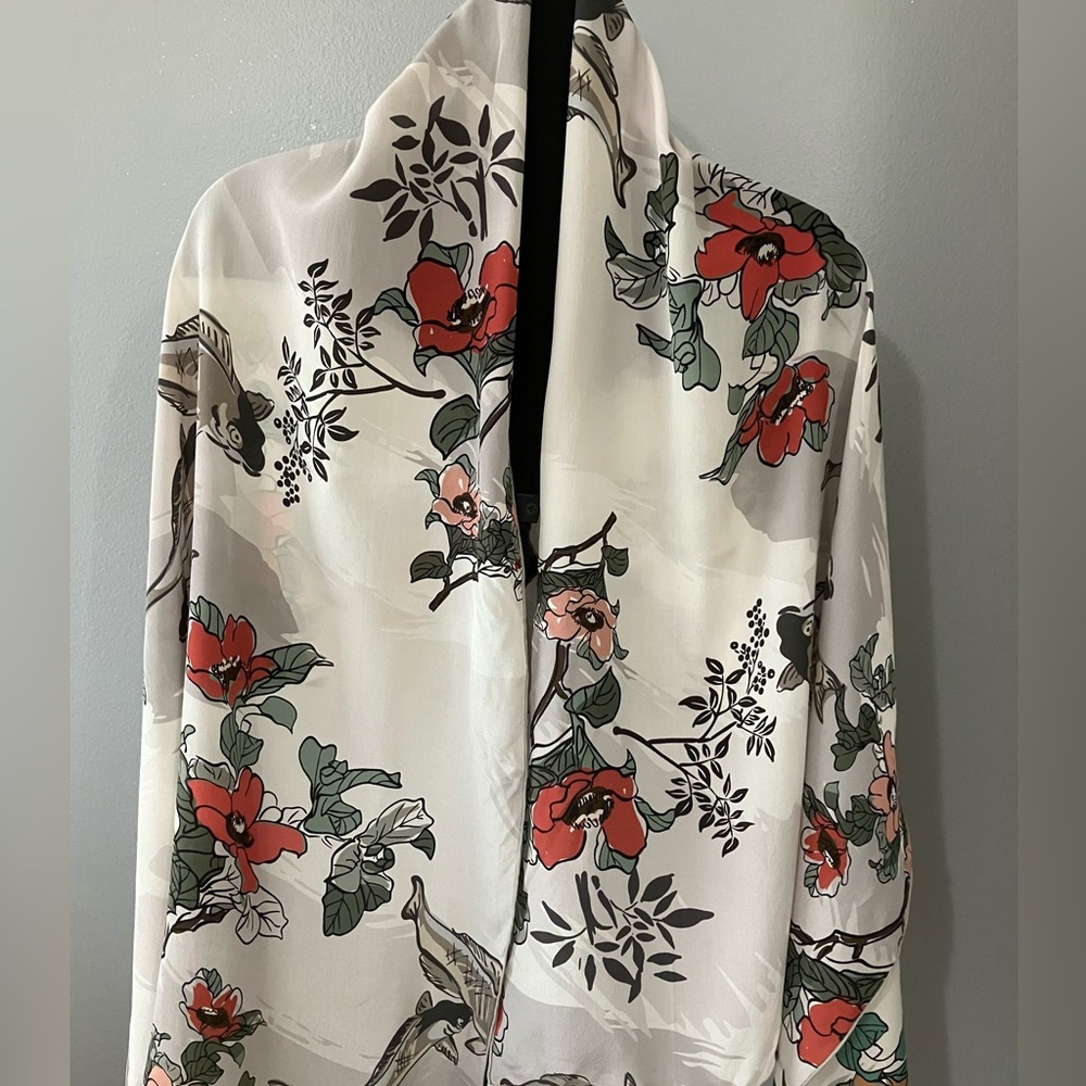 100% silk Scarf Shawl Koi flower